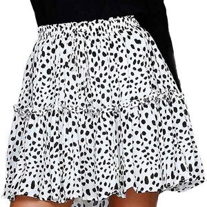 White and Black Dot Ruffle Skirt Size Large